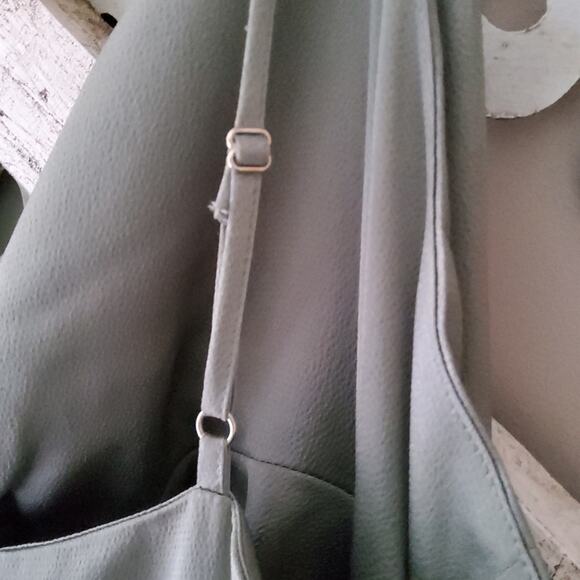 New Shona Joy Women's Cutout Twist Front Satin Cocktail Midi Dress in Eucalyptus - Picture 9 of 10